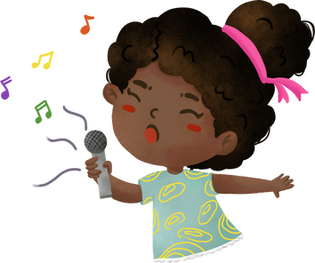 Afro Girl Singing a Song Watercolor Illustration